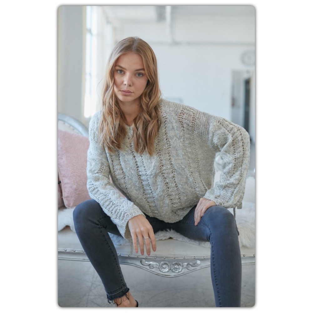 Cream Oversized V-Neck Sweater